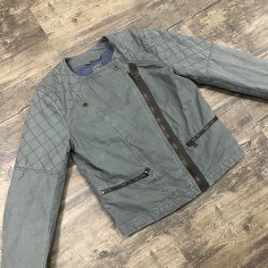 Gap Quilted Lined Moto Vintage Flight Utility Jacket Gray Full‎ Zip NWT Size 6